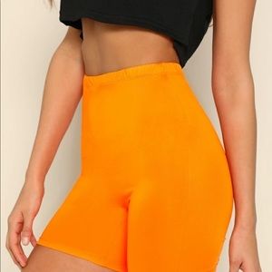 Shein NEW neon orange solid legging/bike shorts